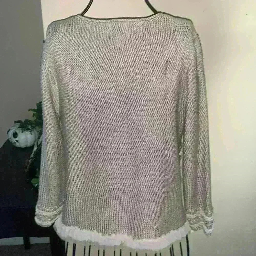 Vintage Ruby Rd. Open Front 3/4 Sleeve Brown Sweater Top Size S - Picture 4 of 4